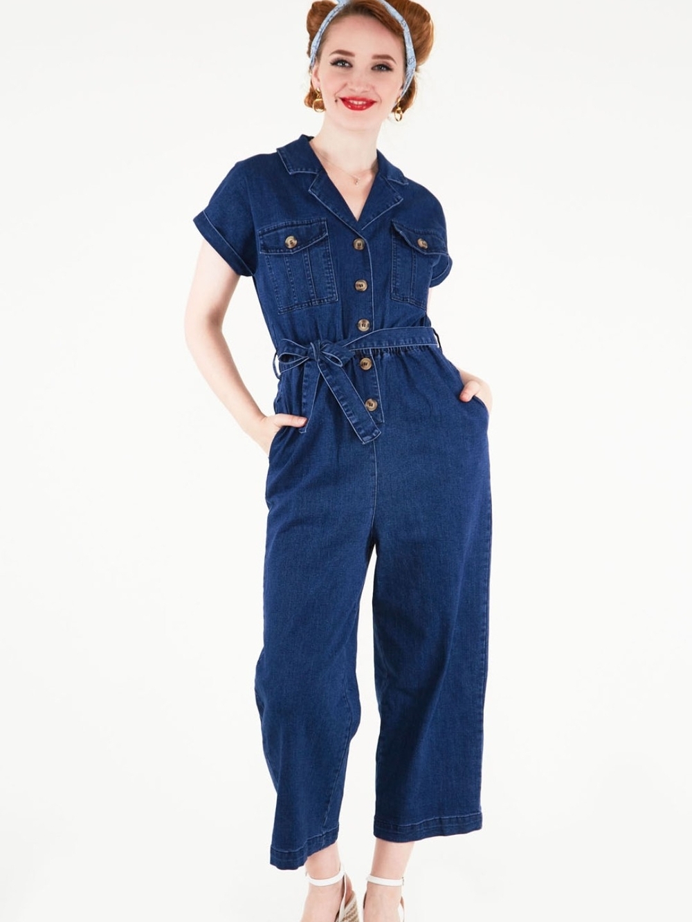 Voodoo Vixen Indigo Blue Denim Jumpsuit